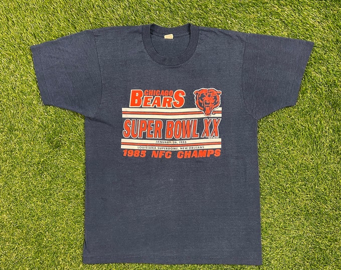 Vintage Chicago Bears Super Bowl XX 1986 T Shirt Tee Screen Stars Made USA Size Large Fits Like Small NFL Football Illinois