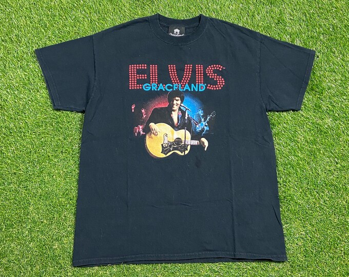 Vintage Elvis Presley T Shirt Tee Size Large L Graceland The King Classic Rock and Roll 1990s 90s