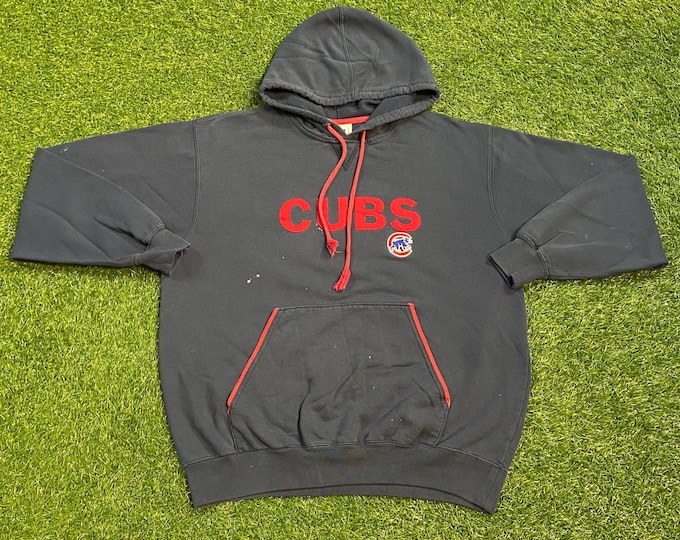 Vintage Chicago Cubs Hoodie Sweatshirt Lee Sport Size Large L MLB National League Wrigley Field Blue Classic 1990s 90s Pull Over Oversized