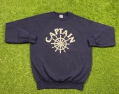 Vintage Captain Crewneck Sweatshirt Anvil Made USA Size Xtra Large XL Sailor Sea Ocean Planet Pull Over Oversized