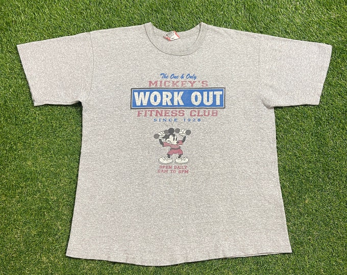 Vintage Mickey's Work Out Fitness Club T Shirt Tee Size Xtra Large XL Mickey Mouse Walt Disney World Magic Kingdom WDW Disneyland 1990s 90s