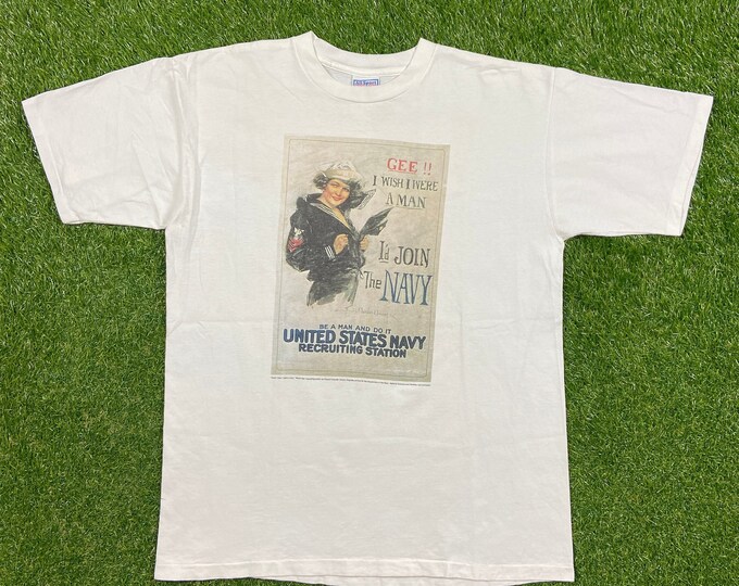 Vintage United States Navy Recruiting Station T shirt Tee All Sport Made USA Size Xtra Large XL Marines Army Military Veteran Sea 1990s 90s