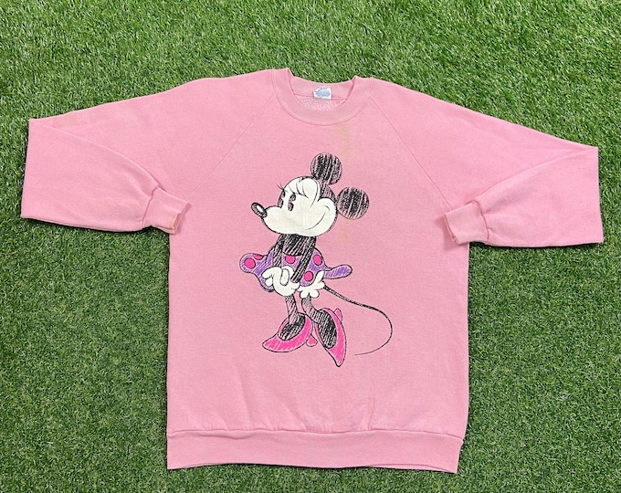 Vintage Minnie Mouse Crewneck Sweatshirt Made USA Size Xtra Large XL Walt Disney World Magic Kingdom Disneyland Pull Over Oversized 1990s