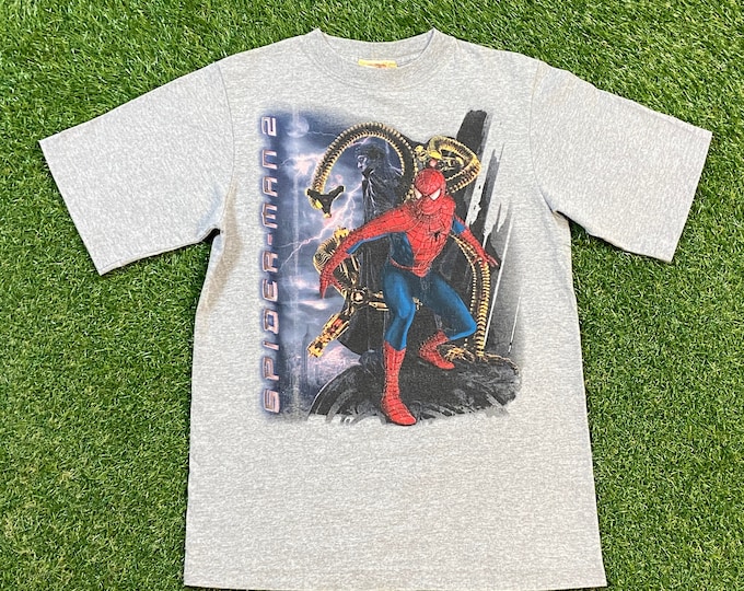 Vintage Spider-Man 2 T Shirt Tee Size Youth Xtra Large Marvel Comics Avengers Peter Parker Super Hero Mega Movie Promo 2004 Film