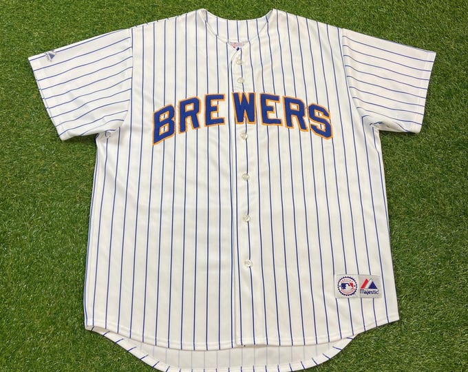 Vintage Milwaukee Brewers Jersey Majestic Size Xtra Large XL MLB Baseball National League Classic Wisconsin 1990s 90s