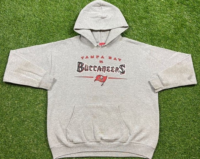 Vintage Tampa Bay Buccaneers Hoodie Sweatshirt Size Xtra Large XL NFL Football Brady Florida Pull Over Oversized 1990s 90s