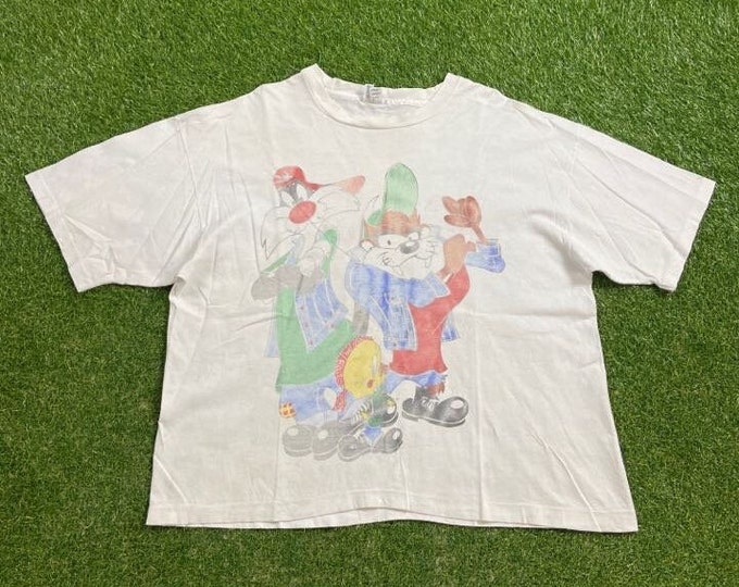 Vintage Looney Tunes T Shirt Tee Made USA Size XXL 2XL Tweety Bugs Bunny Taz Warner Bros Classic Cartoon 1990s 90s