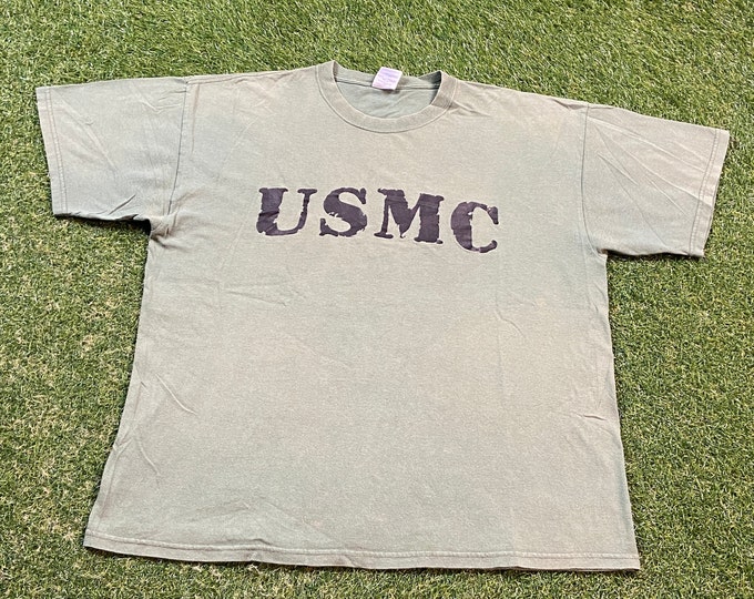 Vintage USMC United States Marines Corps T Shirt Tee Gildan Size Xtra Large XL Navy Army Military 1990s 90s