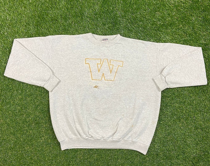 Vintage University of Washington Huskies Crewneck Sweatshirt Simply for Sports Made USA Size Large L NCAA College Football Pull Over