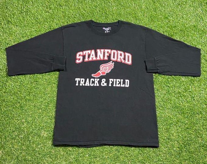 Vintage Stanford University Track and Field T Shirt Tee Champion Size Medium M California NCAA College Football 1990s Classic 90s