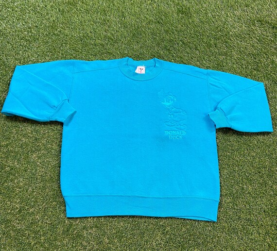 Vintage Donald Duck Crewneck Sweatshirt Made USA Size Large L Walt Disney World Magic Kingdom WDW Disneyland Mickey Mouse Pull Over 1990s