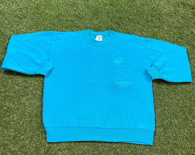 Vintage Donald Duck Crewneck Sweatshirt Made USA Size Large L Walt Disney World Magic Kingdom WDW Disneyland Mickey Mouse Pull Over 1990s