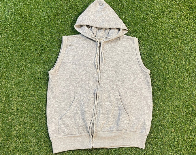 Vintage Plain Gray Hoodie Sweatshirt Size Small S Quality 1970s Comfy Great Fit Original 90s Pull Over Tri Blend Rayon