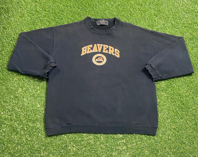 Vintage Oregon State University Beavers Crewneck Sweatshirt Size Large L NCAA College Football OSU Pull Over Oversized 1990s 90s