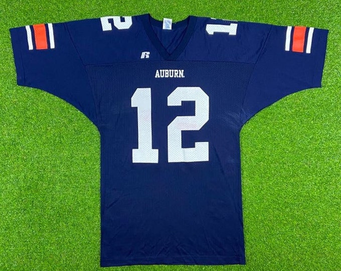 Vintage Auburn University Tigers #12 Jersey Russell Athletic Size Large L NCCA College Football 1990s 90s Alabama Cam Newton