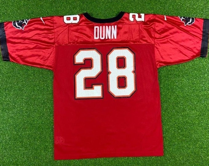Vintage Tampa Bay Buccaneers Warren Dunn 28 Jersey Nike Made USA Size Xtra Large Xl NFL Football Florida