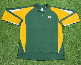 Vintage Green Bay Packers Polo Long Sleeve Shirt Reebok Size Medium M NFL Football Wisconsin Pack Cheese Head 1990s 90s