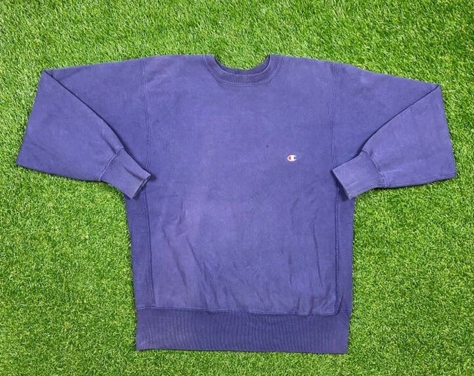 Vintage Plain Purple Champion Crewneck Sweatshirt Size Xtra Large XL Quality 1990's Oversized Comfy Great Fit Made USA Original Pull Over