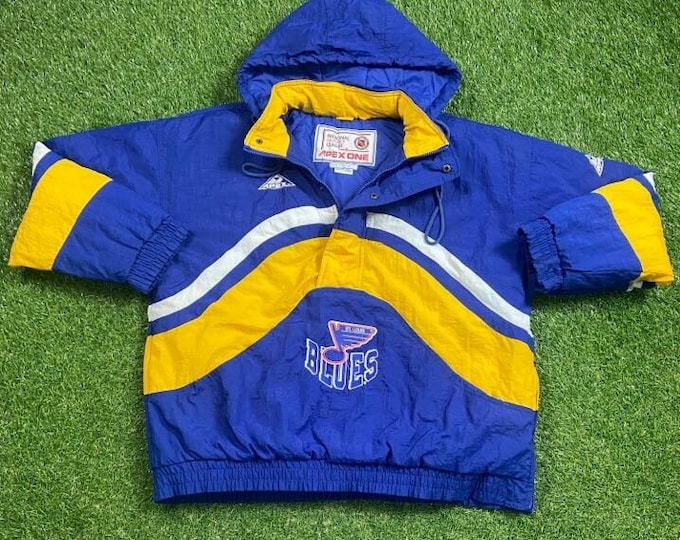 Vintage St Louis Blues Jacket Apex One Size Large L NHL Hockey Missouri Puffer Coat 1990s 90s