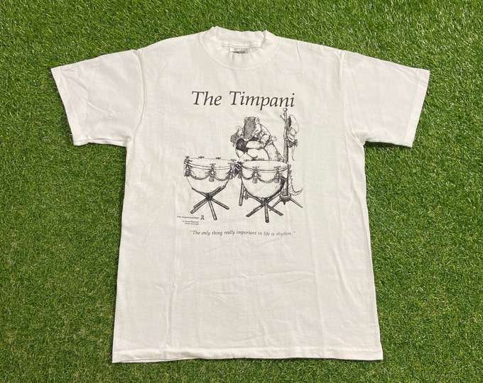 Vintage The Timpani T Shirt Tee Made USA Size Medium M Rhythm Drums Music Classic Quality Great Fit Quality 1990s 90s