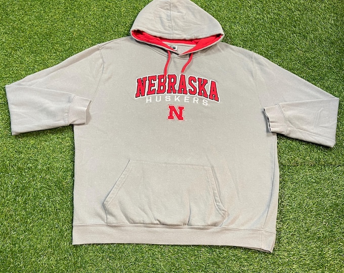 Vintage University of Nebraska Cornhuskers Hoodie Sweatshirt Size 3x NCAA College Football 1990s 90s Pull Over Oversized