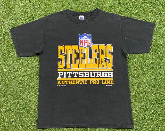 Vintage Pittsburgh Steelers T Shirt Tee Russell Athletic Made USA Size Large L NFL Football Pennsylvania 1990s 90s