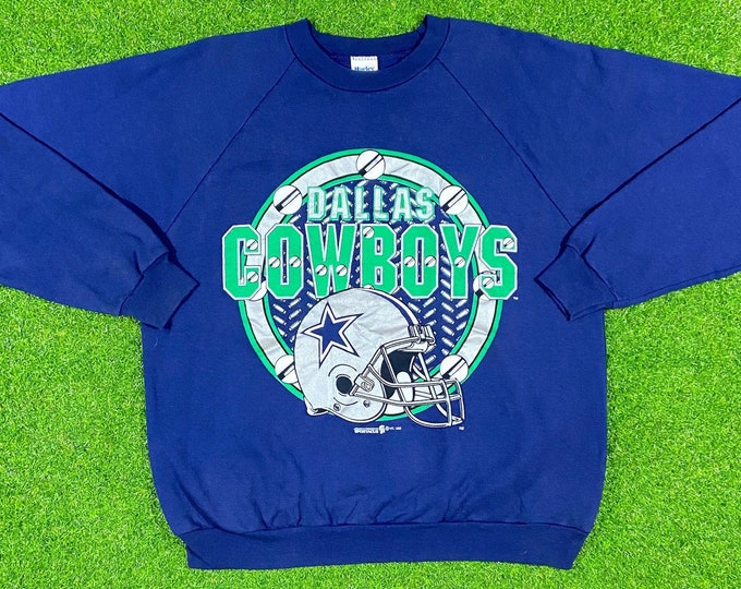 Vintage Dallas Cowboys Crewneck Sweatshirt Sweater Harley Xtra Large 1990s Texas Warm NFL Football Classic Oversized Blue XL 90s New