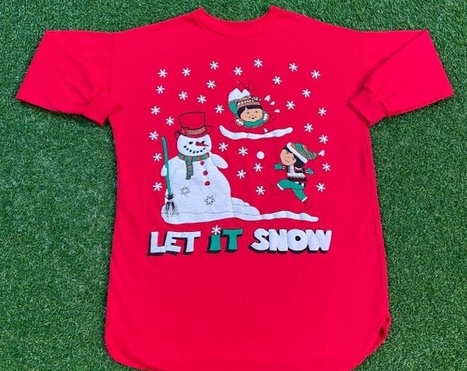 Ugly Christmas Sweater Vintage Tacky Holiday Party Merry Santa Claus Classic Holiday Season Let It Snow Size Large L Xmas 90s 80s