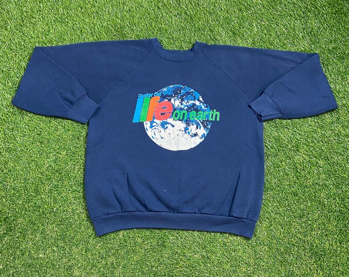 Vintage Quaker Oat Life on Earth Crewneck Sweatshirt Made USA Size Large L Quality Oversized Comfy Great Fit Original 1990s 90s Pull Over