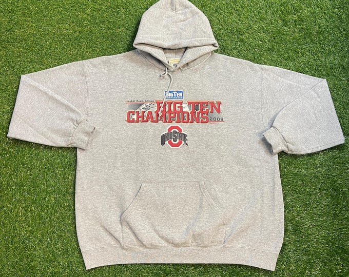 Vintage Ohio State University Hoodie Sweatshirt Lee Size Xtra Large XL Cleveland NCAA College Football Basketball OSU Pull Over Oversized