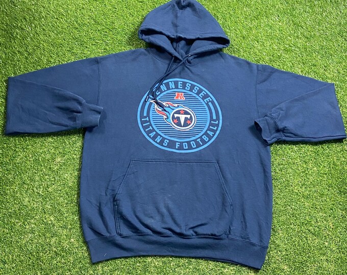 Vintage Tennessee Titans Hoodie Sweatshirt Size Large L NFL AFC Football 1990s 90s Oilers Pull Over Oversized
