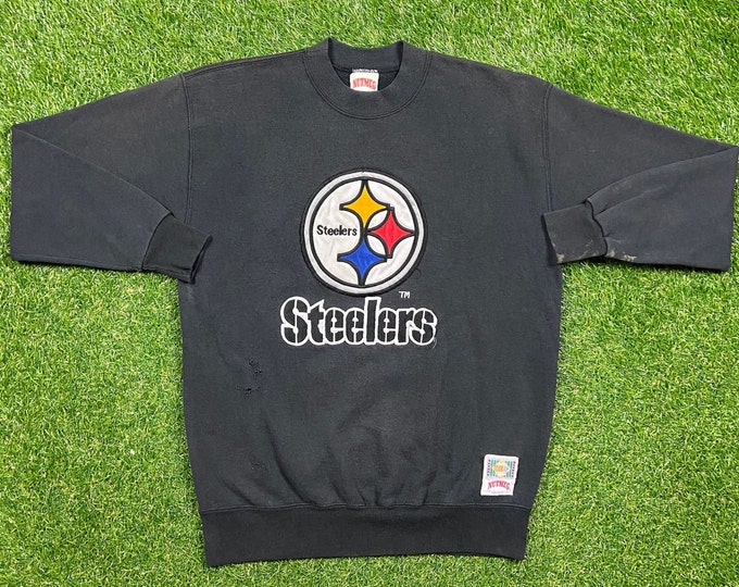 Vintage Pittsburgh Steelers Crewneck Sweatshirt Nutmeg Mills Made USA Size Large L NFL Football Pennsylvania Pull Over Oversized