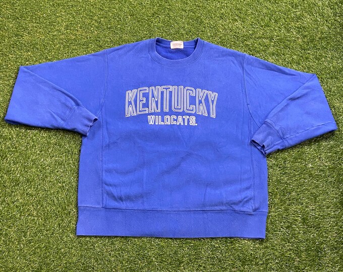 Vintage University of Kentucky Wildcats Crewneck Sweatshirt Champion Size Large L NCAA College Basketball Lexington Big Blue Pull Over 90s