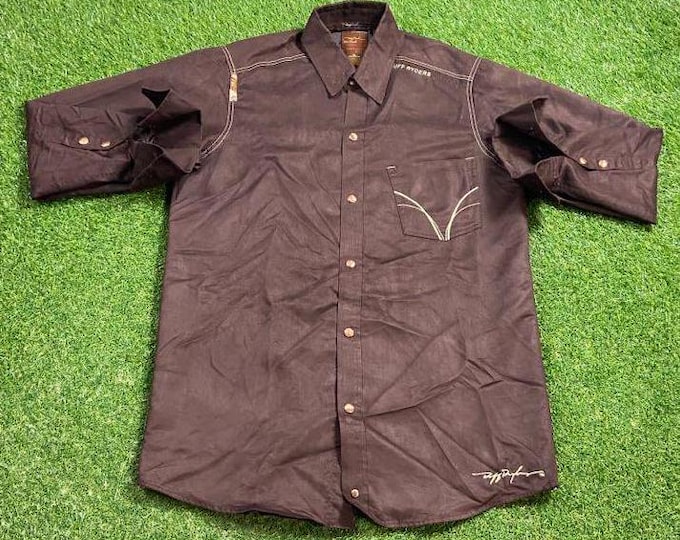 Vintage Ruff Ryder's Dirty Denim Button Down Shirt Size Xtra Large XL Rare Denim Jeans American Apparel Outdoor Wear Work Wear Rugged 90s