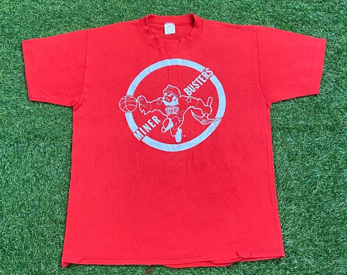 Vintage UTEP Miner Busters T Shirt Tee Sportswear II Made Usa Size Large University of Texas El Paso NCAA College Basketball 1990s 90s