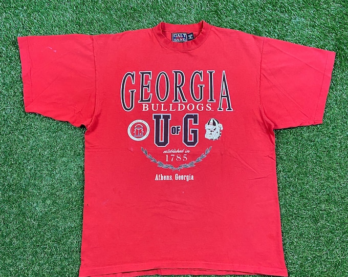 Vintage University of Georgia Bulldogs T Shirt Tee Galt Sand Made USA Size Xtra Large XL NCAA College Football Athens Atlanta Classic Red