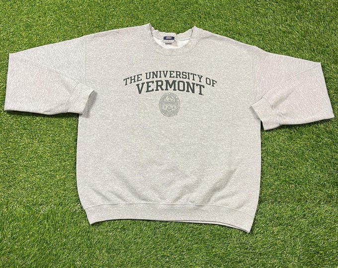 Vintage University of Vermont Crewneck Sweatshirt Size Large L Burlington Vermont UVM 1990s 90s Pull Over Oversized