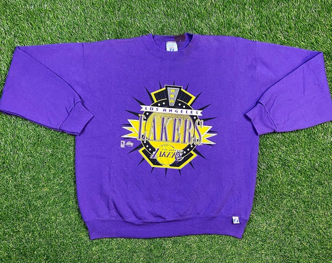 Vintage Los Angeles Lakers Crewneck Sweatshirt Logo 7 Made USA Size Xtra Large XL NBA Basketball Shaq Kobe Magic Lebron California 1990s 90s