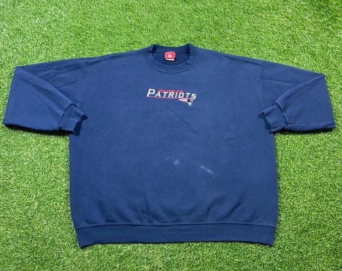 Vintage New England Patriots Crewneck Sweatshirt Size XXL 2XL NFL Football Boston Massachusetts Tom Brady Pull Over 1990s 90s