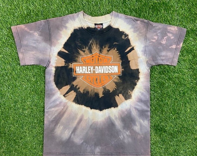 Vintage Harley Davidson Warr's H-D London England T Shirt Custom Bleach Dyed Handmade Tee Made USA Xtra Large XL 3D Eagle Motorcycle Biker
