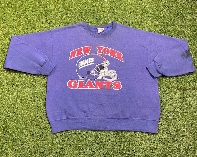 Vintage New York Giants Crewneck Sweatshirt Size Xtra Large XL NFL Football Big Blue Classic Sweater NY 1990s 90s Pull Over Oversized