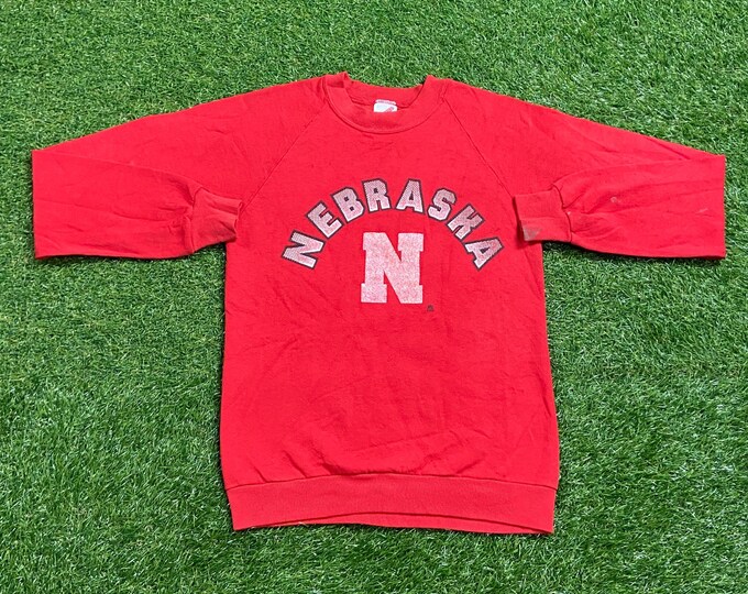 Vintage University of Nebraska Cornhuskers Crewneck Sweatshirt Made USA Size Small S NCCA College Football 1990s 90s Pull Over Oversized