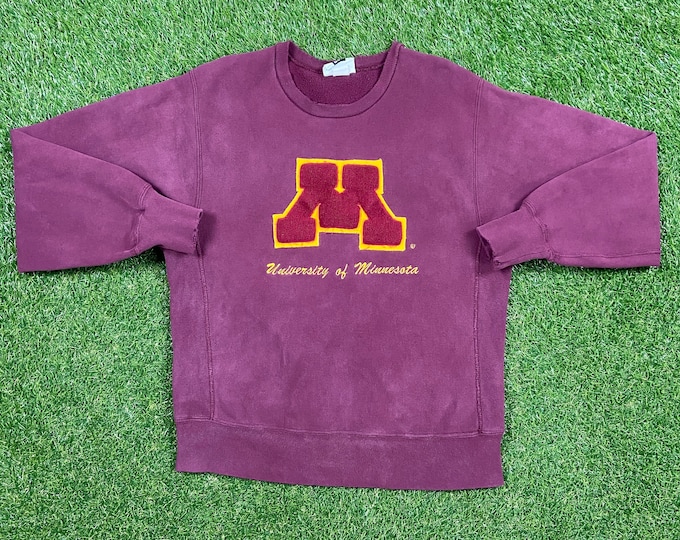 Vintage University of Minnesota Golden Gophers Crewneck Sweatshirt Lee Made USA Size Large L NCAA College Football Pull Over 1990s 90s