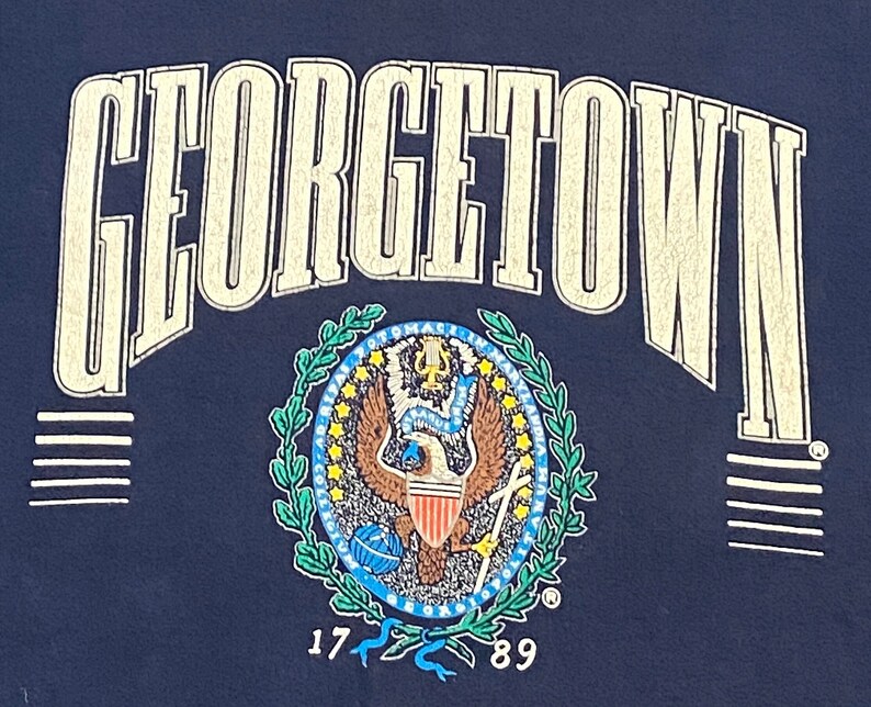 Georgetown Lettering Vintage Georgetown University Hoyas Crewneck Sweatshirt Made Usa Size ...