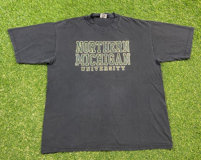 Vintage Northern Michigan University T Shirt Tee The Cotton Exchange Made USA Size XXL 2XL Marquette MI 1990s 90s