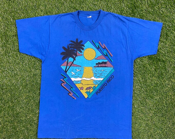 Vintage Puerto Rico Graphic T Shirt Tee Size Medium M San Jose Beautiful Island Beach VTG 80s 90s