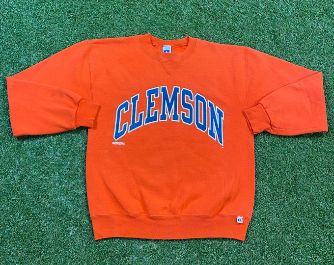 Vintage Clemson University Tigers Crewneck Sweatshirt Russell Athletic Size Medium NCAA College Football South Carolina Pull Over 1990s 90s