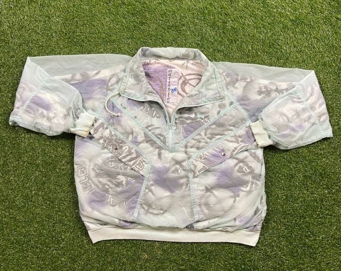 Vintage Martin Bleu Windbreaker Zip Jacket Size Large L Designer Multi Color 1990's 90's Logo Streetwear Fashion Fit Rain Sport 80s