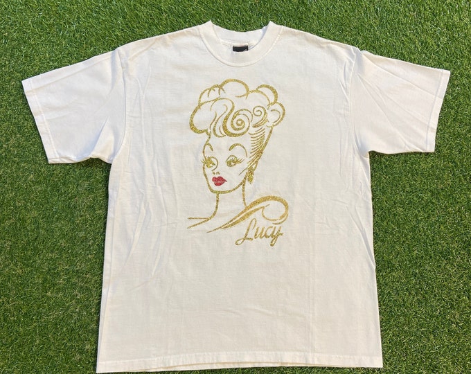 Vintage I Love Lucy T Shirt Tee Diamond Dust Made USA Size Xtra Large XL Classic American Sitcom Television 1980s 80s Promo