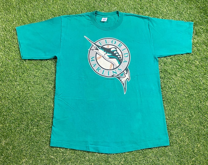 Vintage Florida Marlins T Shirt Tee Made USA Size Xtra Large XL MLB Baseball National League Miami 1990s 90s Classic